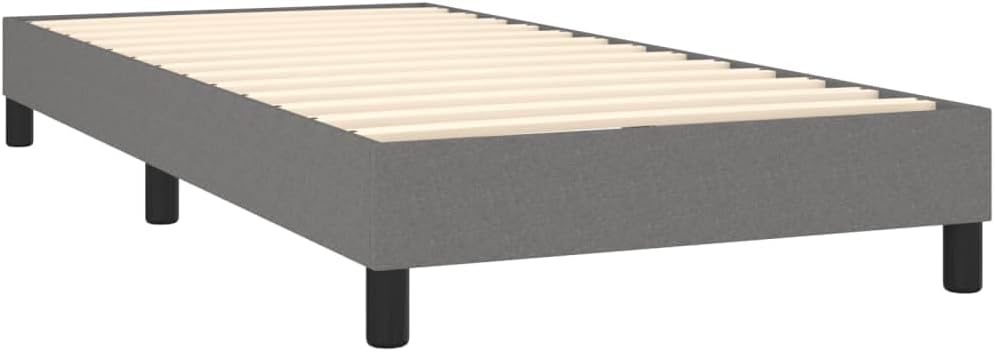Twin XL Fabric Bed Frame in Dark Grey with Breathable Material and Durable Engineered Wood Construction for Modern Bedrooms