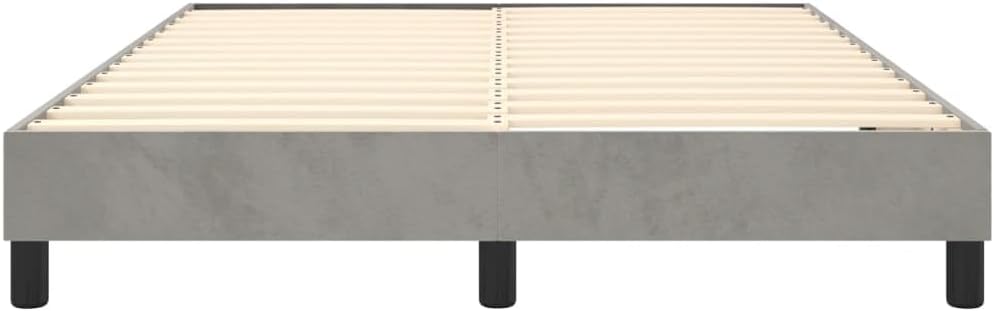 Light Grey Full Size Bed Frame with Velvet Fabric and Ample Storage Space, Modern Minimalist Design, Luxurious Material, Robust Construction, Easy Maintenance, Bedroom