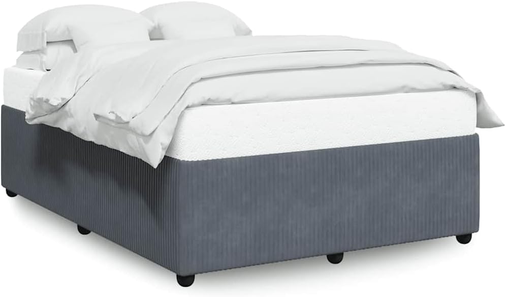 Dark Gray Velvet Bed Frame with Sturdy Plywood and Pine Construction, Breathable Fabric for Comfort, Easy Assembly with Two People, 4-Piece Set for Master or Guest Room