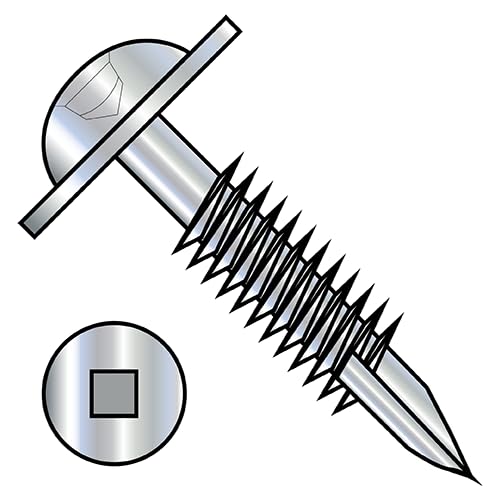 #7 x 1 1/4' Deep Thread Wood Screws/Pocket Hole/Square Drive/Round Washer Head/Type 17 / Steel/Zinc / 7000 Pc. Carton
