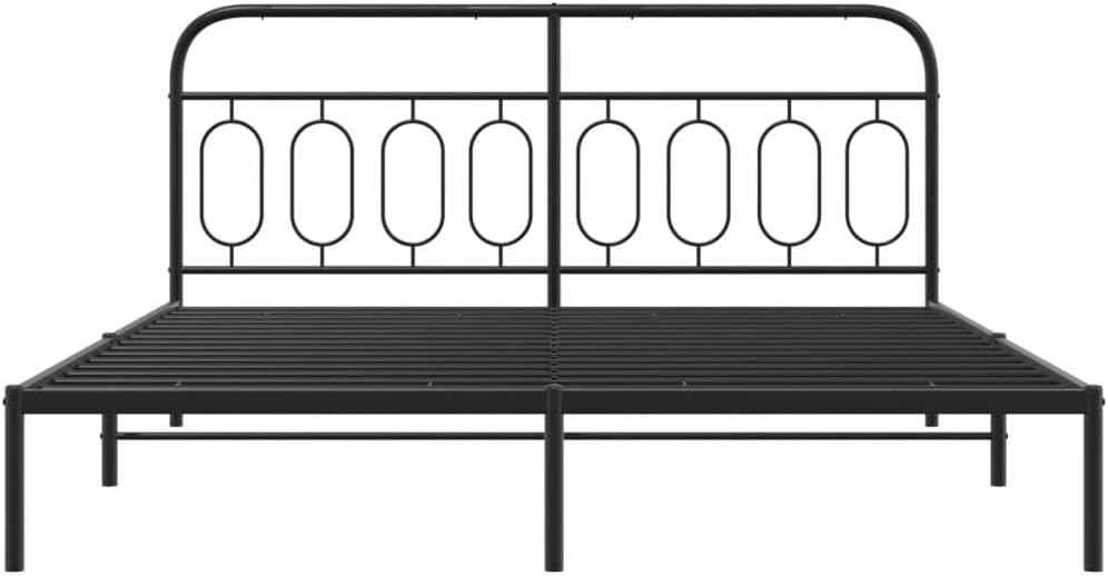 Black Steel Full Bed Frame Rectangular Modern Design with Heavy-Duty Construction and Ample Underbed Storage Space for Mattress Support and Airflow