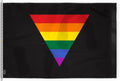 AGAS Large Black Rainbow Triangle Flag 10x15 Ft - Printed 200D Nylon - Rope Thimble Brass Grommet Stitched Edges Fade Proof Sharp Colors - Big Size Black Rainbow Triangle Pride flag