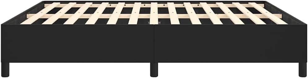 King Size Bed Frame with Faux Leather Finish and Engineered Wood Construction, Contemporary Black Minimalist Design, Supports Up to 1102.3 lb, Easy Assembly and Durable