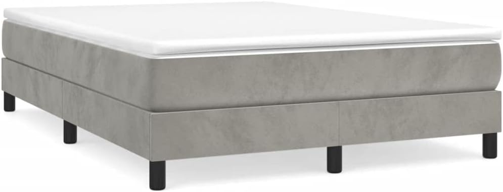 Light Grey Full Size Bed Frame with Velvet Fabric and Ample Storage Space, Modern Minimalist Design, Luxurious Material, Robust Construction, Easy Maintenance, Bedroom