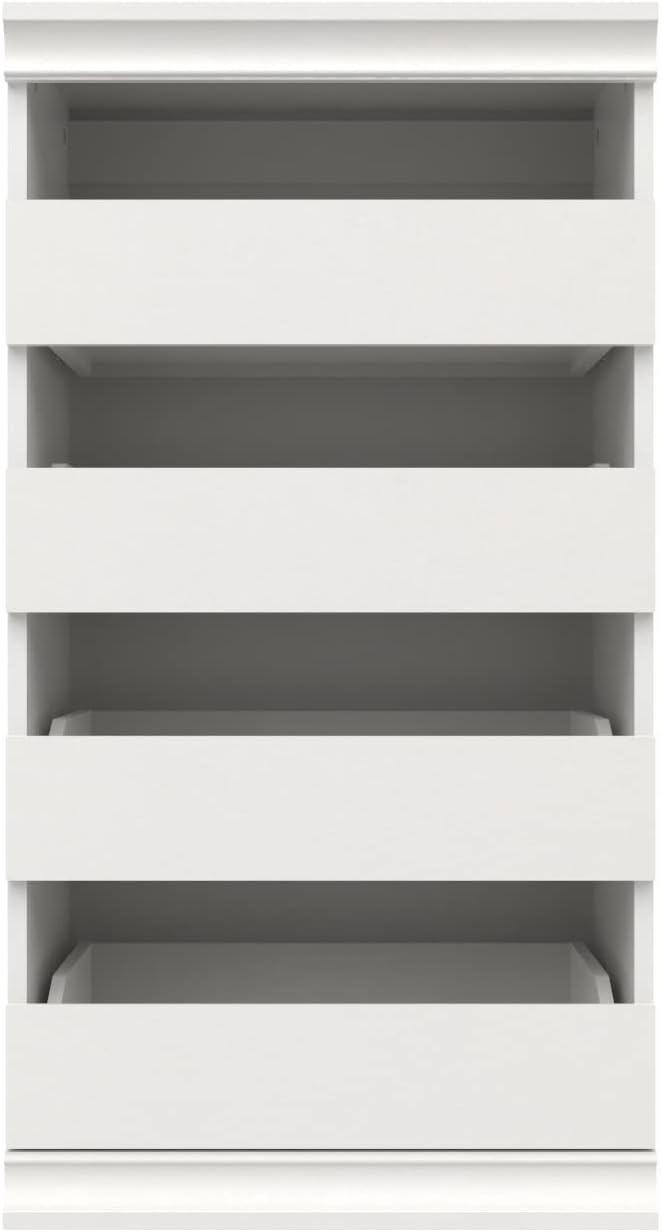 ClosetMaid Modular Storage Unit with 4 Drawers, Wood Closet Organizer, Stacking, Full Backer, Storage, Decorative Trim, White