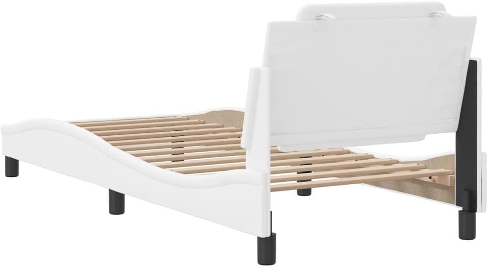 Modern White Bed Frame with Ample Storage Space and Stain-Resistant Faux Leather Upholstery, Sleek Design for Contemporary Bedroom, Easy Assembly, Durable Engineered Wood