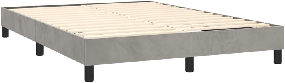 Light Grey Full Size Bed Frame with Velvet Fabric and Ample Storage Space, Modern Minimalist Design, Luxurious Material, Robust Construction, Easy Maintenance, Bedroom
