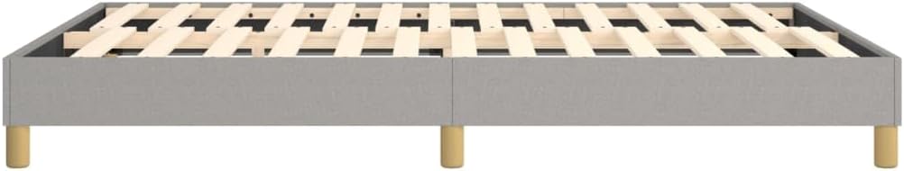 Light Grey Queen Fabric Bed Frame with Polyester Upholstery and Engineered Wood Support, Includes Plywood Slats for Enhanced Mattress Stability and Comfort, Durable