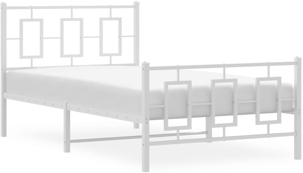 White Powder-Coated Steel Single Bed Frame with Ample Underbed Storage Space, Modern Sleek Design for Bedroom, Easy Assembly, Durable Metal Construction, Versatile Furniture