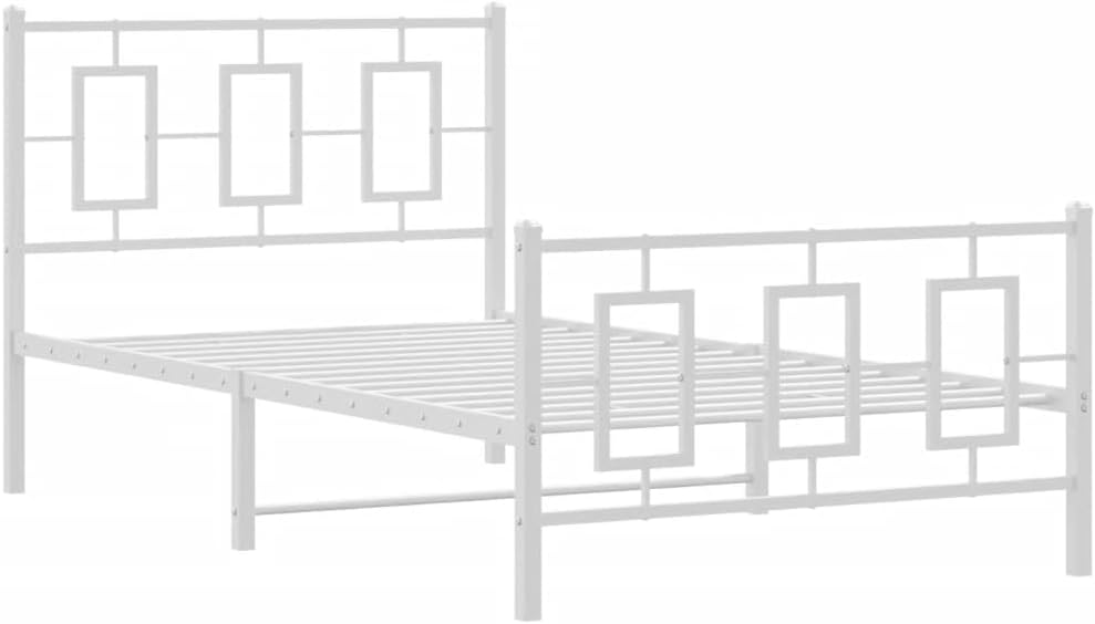 White Powder-Coated Steel Single Bed Frame with Ample Underbed Storage Space, Modern Sleek Design for Bedroom, Easy Assembly, Durable Metal Construction, Versatile Furniture