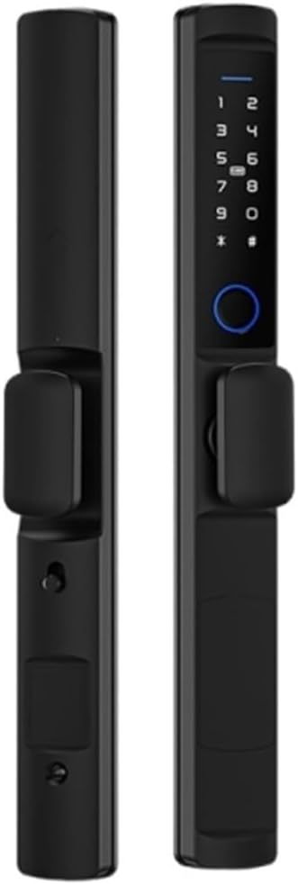 MiJob Tuya Waterproof Door Lock for Bridge Aluminum Outdoor Pull Push Sliding Door with WiFi Smart App Control Fingerprint Card Code (Color : Black smart Lock, Size : 22 * 240(3085))
