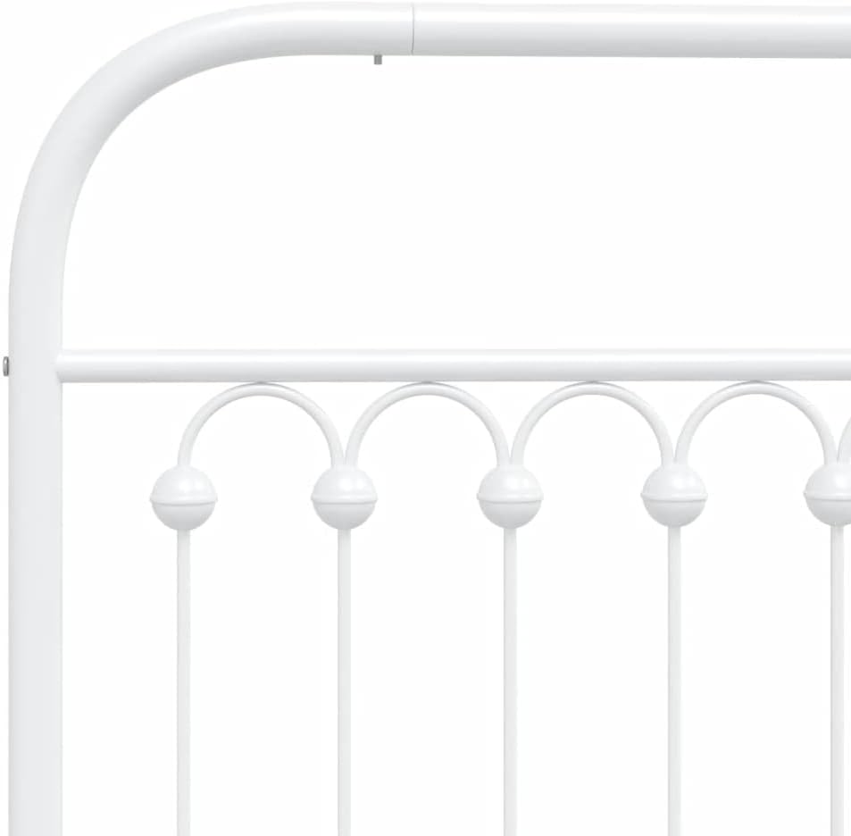 White Steel Twin Bed Frame Modern Rectangular Design with Sturdy Metal Construction and Breathable Material for Enhanced Comfort