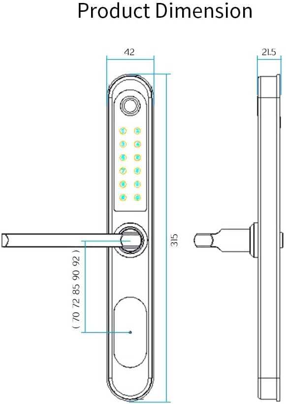 Waterproof Fingerprint Lock Outdoor Gate Lock App Code Keyless Smart Lock Digital Electronic Door Lock for Glass Door (Color : Black Right Pull, Size : 4585)
