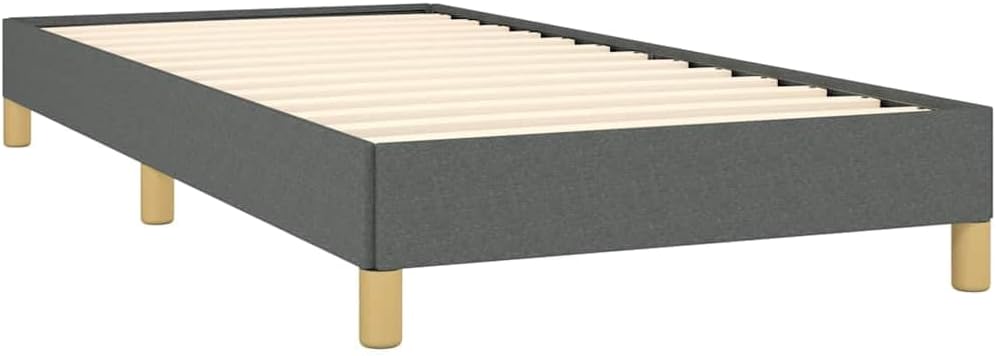 Twin XL Fabric Bed Frame with Dark Grey Polyester Upholstery, Engineered Wood and Plywood Construction for Modern Bedrooms, Durable Support and Sleek Design