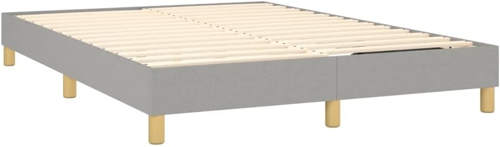 Light Grey Queen Fabric Bed Frame with Polyester Upholstery and Engineered Wood Support, Includes Plywood Slats for Enhanced Mattress Stability and Comfort, Durable