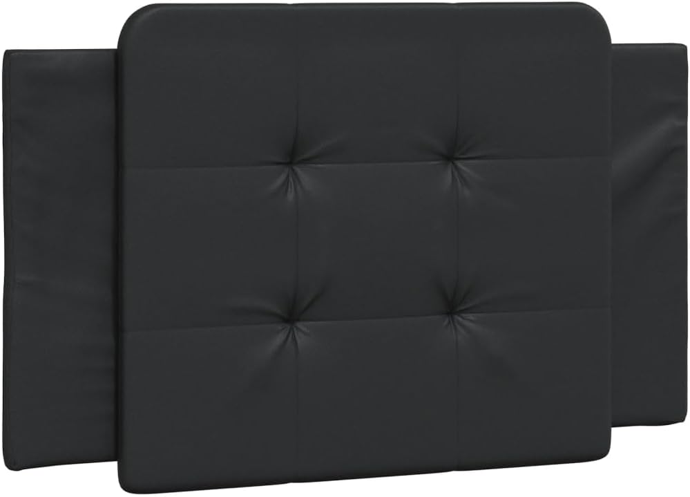 Black Faux Leather Single Bed Frame with Headboard, Durable Pine Wood Construction for Modern Bedroom, 39.4 x 74.8 Inch Mattress Size, Space-Saving Design, Stain-Resistant