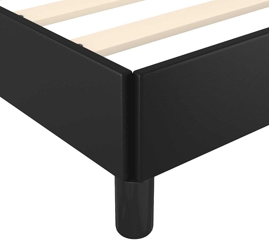 King Size Bed Frame in Black Faux Leather, Sturdy Plywood and Engineered Wood Construction, Modern Platform Bed with No Box Spring Needed, Durable and Easy Clean Design