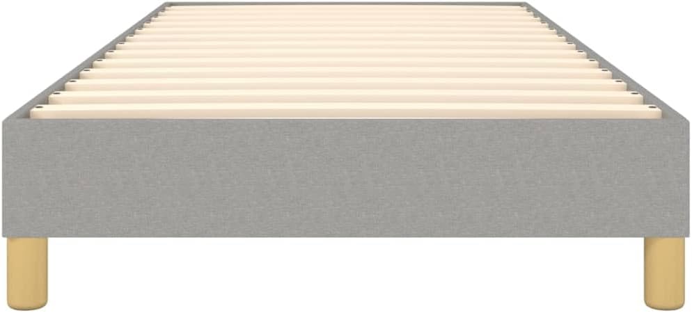 Light Gray Polyester Twin XL Bed Frame with Plywood and Engineered Wood Construction, Durable Fabric and Sturdy Support for Modern Bedroom, Breathable Material and Sleek