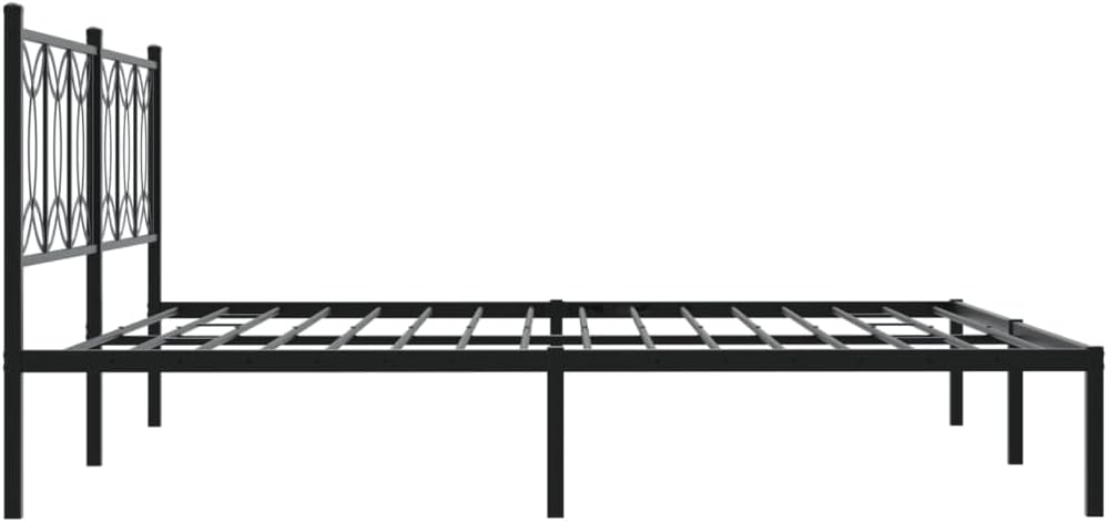 Modern Rectangular Full Bed Frame, Black Matte Steel Platform with Ample Under-Bed Storage, Durable Metal Slats for Mattress Support, Easy Assembly Bedroom Furniture Set