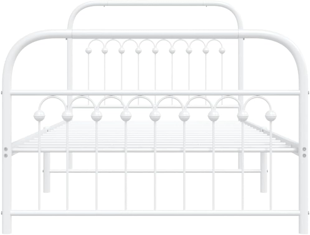 White Steel Twin Bed Frame Modern Rectangular Design with Sturdy Metal Construction and Breathable Material for Enhanced Comfort