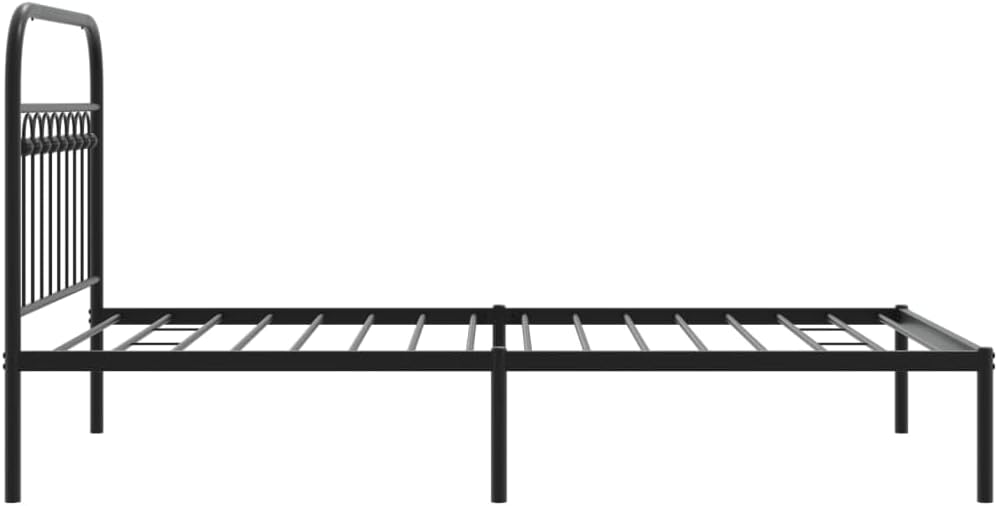 Black Steel Twin Bed Frame Rectangular Traditional Headboard with Sturdy Construction and Elegant Design for Single Sleeper, Durable Metal Bed Frame with Easy Maintenance