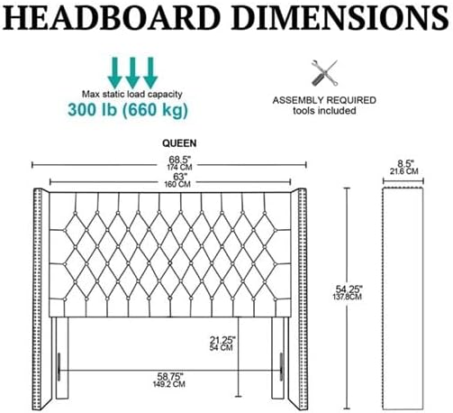 Madison Park Amelia Headboard Queen Wingback Upholstered - Hand-Tufted Button Detail, Double Nailhead Trim, Foam-Padded Durable Fabric, Adjustable Fit for Classic/Transitional Bedrooms-Black Velvet