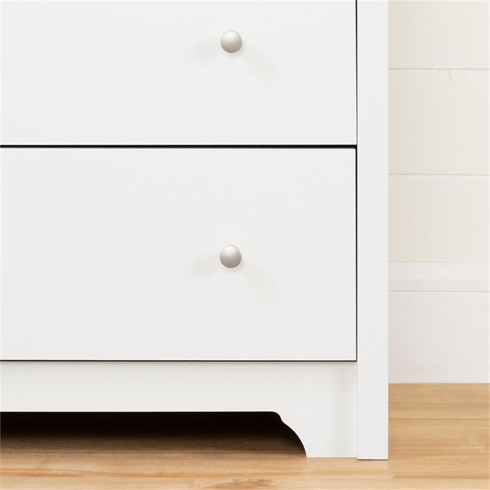 South Shore Vito Collection 5-Drawer Dresser, 16.88'D x 31.5'W x 48.75'H, Pure White with Matte Nickel Handles
