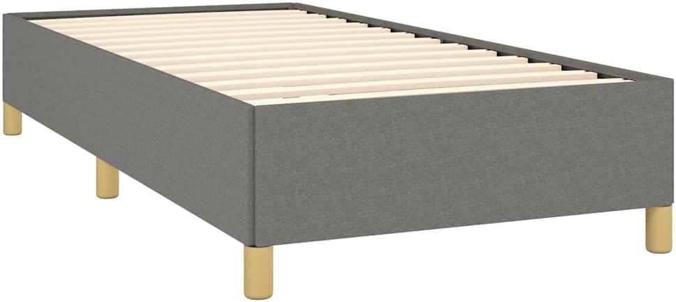 Dark Grey Polyester Bed Frame with Plywood Slats for Twin XL Size, Modern Minimalist Design, Breathable Fabric, Durable Engineered Wood Construction, Space-Saving Single
