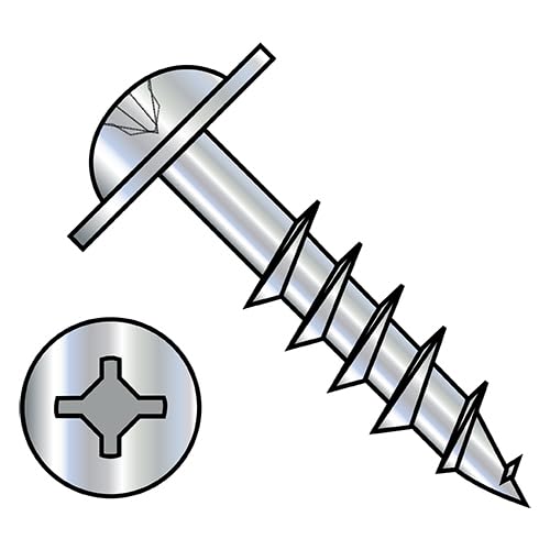 8-11X1 1/2 Square Phillips Drive Round Washer Deep Thread Wood Screw 2/3 Thread Zinc Bake - ECS-0824DXRWD