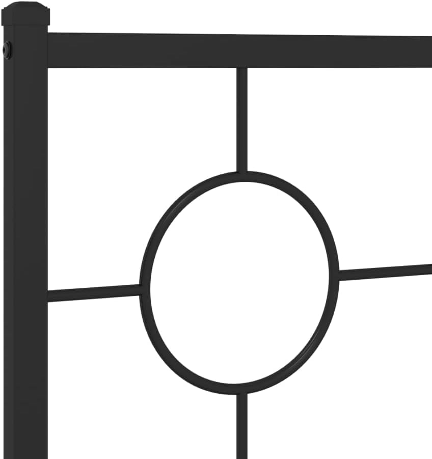 Black Metal Bed Frame Rectangular Industrial Design with Sturdy Powder-Coated Steel Construction, 4 Pieces Set for Bedroom and Guest Room, Durable Support and Easy Assembly