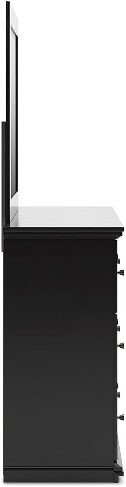 Signature Design by Ashley Maribel Traditional 6-Drawer Dresser and Mirror with Safety Stop, Black