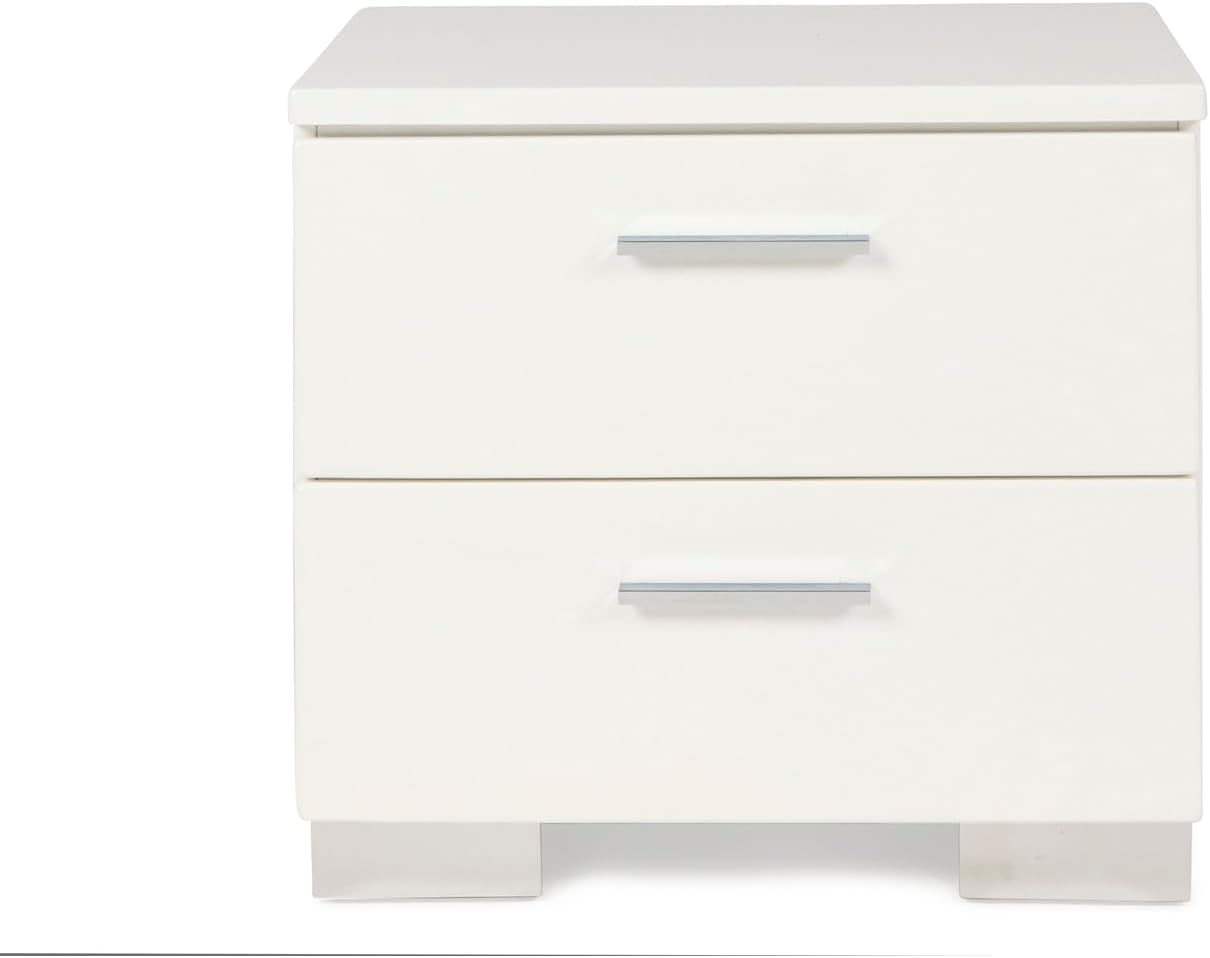 HomeStock Modern 5-Piece Bedroom Set with Lighted Panel Bed - White Finish