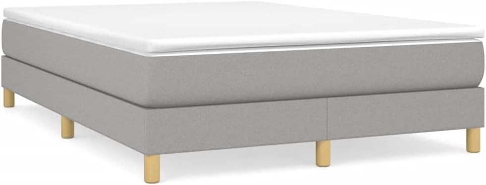Light Grey Queen Fabric Bed Frame with Polyester Upholstery and Engineered Wood Support, Includes Plywood Slats for Enhanced Mattress Stability and Durable Construction,