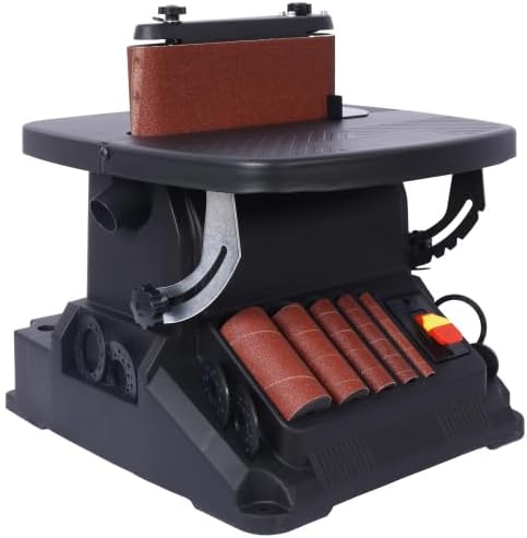 Vertical Oscillating Spindle Sander & Belt Sander - 1-17/32' dust port, 5 Sanding Sleeves, 1575-2000RPM Adjustable Speed Control for Woodworking Projects