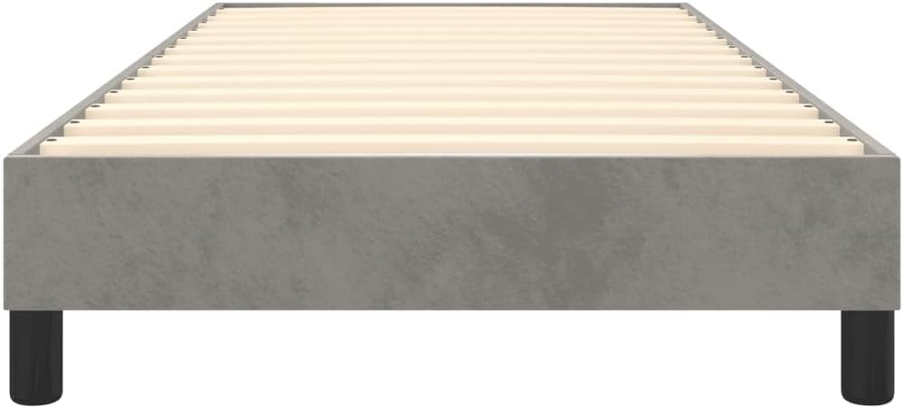 Light Gray Velvet Twin XL Bed Frame with Sturdy Construction and Modern Minimalist Style for Bedroom Decor