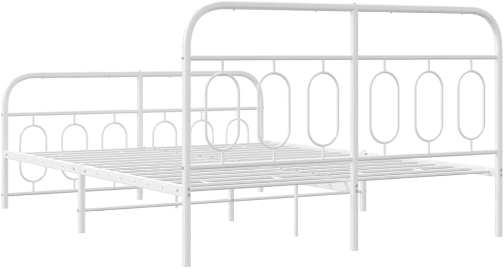 White King Size Metal Bed Frame with Platform Storage, Sturdy Steel Construction and Modern Rectangular Design for Bedroom, Easy Assembly with Screwdriver, Supports Two