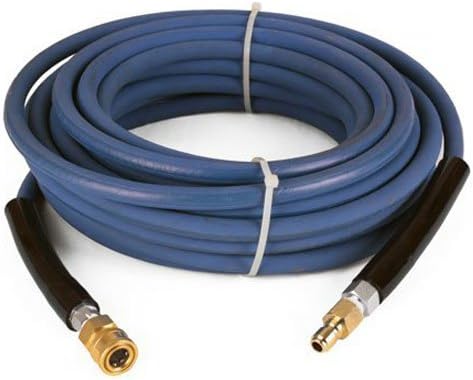 6000 PSI Pressure Washer Hose 3/8 in x 100 ft Blue 2-Wire | Double wire braid, heavy duty tough cover, quick connect couplers included, rated 275F hot and cold water