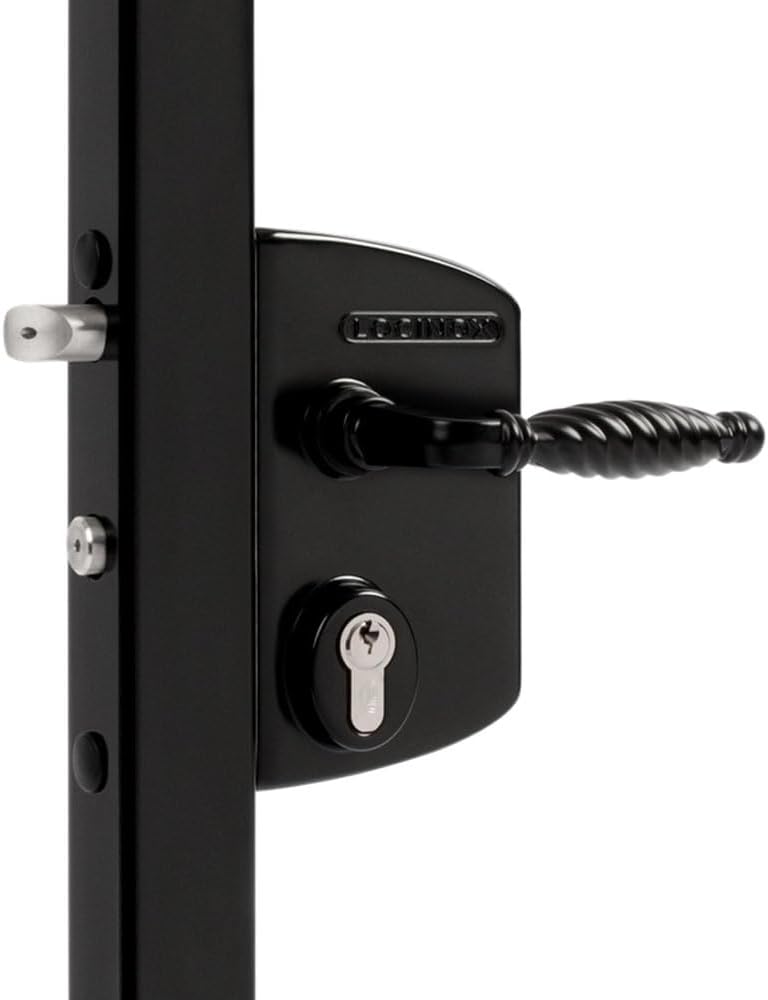 LOCINOX Surface Mounted Gate Lock - LAKQ3030 U2 Black (30mm - 50mm), Locks for Fence Gate Hardware