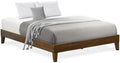 East West Furniture NVP-22-Q Queen Size Bed Frame with 4 Solid Wood Legs and 2 Extra Center Legs - Walnut Finish