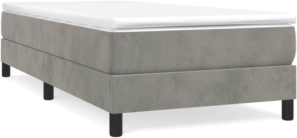 Light Gray Velvet Twin XL Bed Frame with Sturdy Construction and Modern Minimalist Style for Bedroom Decor