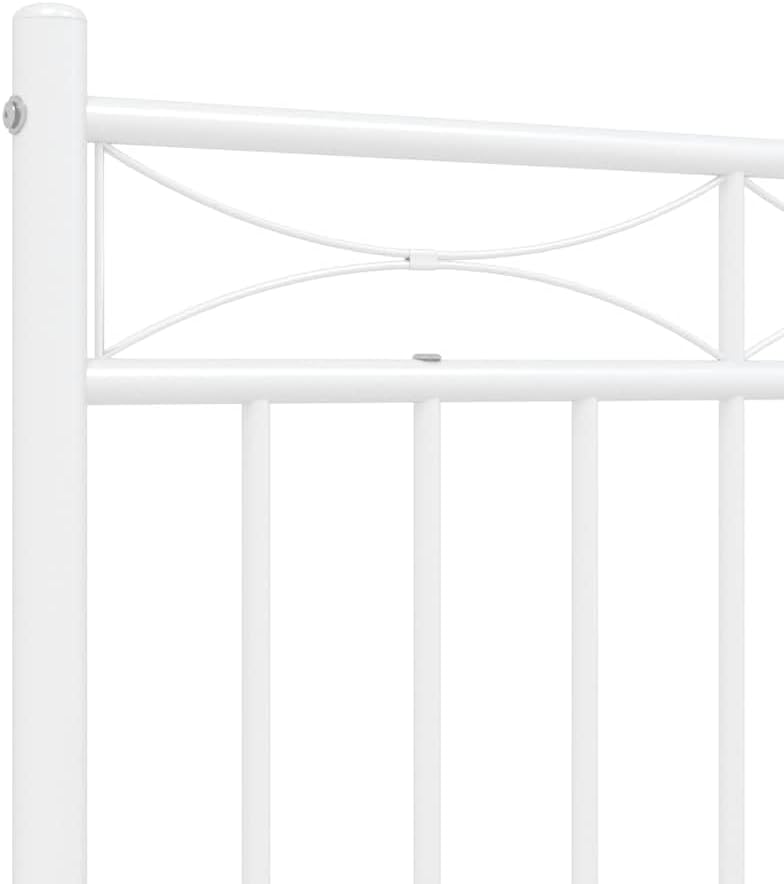 White Powder-Coated Steel King Size Bed Frame with Open Base for Storage, Durable Metal Bed Support for Mattress, Sturdy Frame with Timeless Design and Sleek Finish, Easy