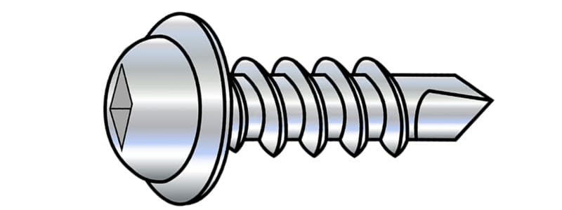 #8 x 2 1/2' Self-Drilling Screws/Square/Round Washer Head/Steel/Zinc / 2500 Pc. Carton