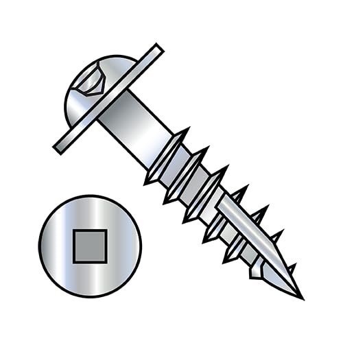 #10 x 1 1/4' Deep Thread Wood Screws/Square/Round Washer Head/Type 17 Pt/Steel/Zinc / 3500 Pc. Carton