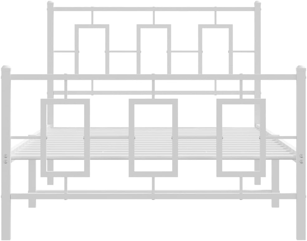 White Powder-Coated Steel Single Bed Frame with Ample Underbed Storage Space, Modern Sleek Design for Bedroom, Easy Assembly, Durable Metal Construction, Versatile Furniture