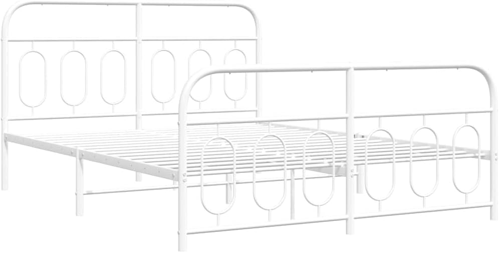White King Size Metal Bed Frame with Platform Storage, Sturdy Steel Construction and Modern Rectangular Design for Bedroom, Easy Assembly with Screwdriver, Supports Two