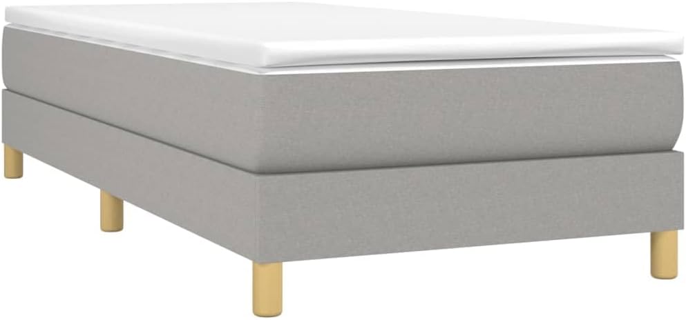 Light Gray Twin Bed Frame with Fabric Upholstery and Matte Finish, 4-Piece Set for Modern Bedrooms, Easy Assembly and Space-Saving Design, Durable Plywood Construction