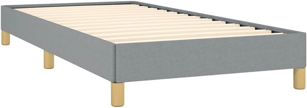 Light Grey Twin Fabric Bed Frame with Modern Design, Breathable Polyester Upholstery and Sturdy Support, Easy Assembly Included, Solid Wood Construction for Bedroom Decor