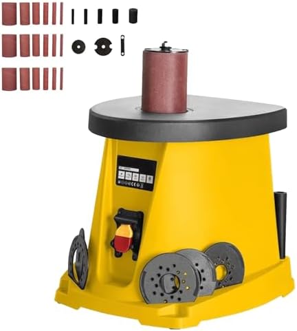 Electric Oscillating Spindle Sander, 450W Desktop Drum Sander with 5 Sanding Sleeves, 3 Sets Sandpaper, Max Speed 2000 RPM, Ideal for Woodworking Projects