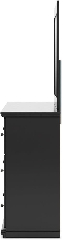 Signature Design by Ashley Maribel Traditional 6-Drawer Dresser and Mirror with Safety Stop, Black
