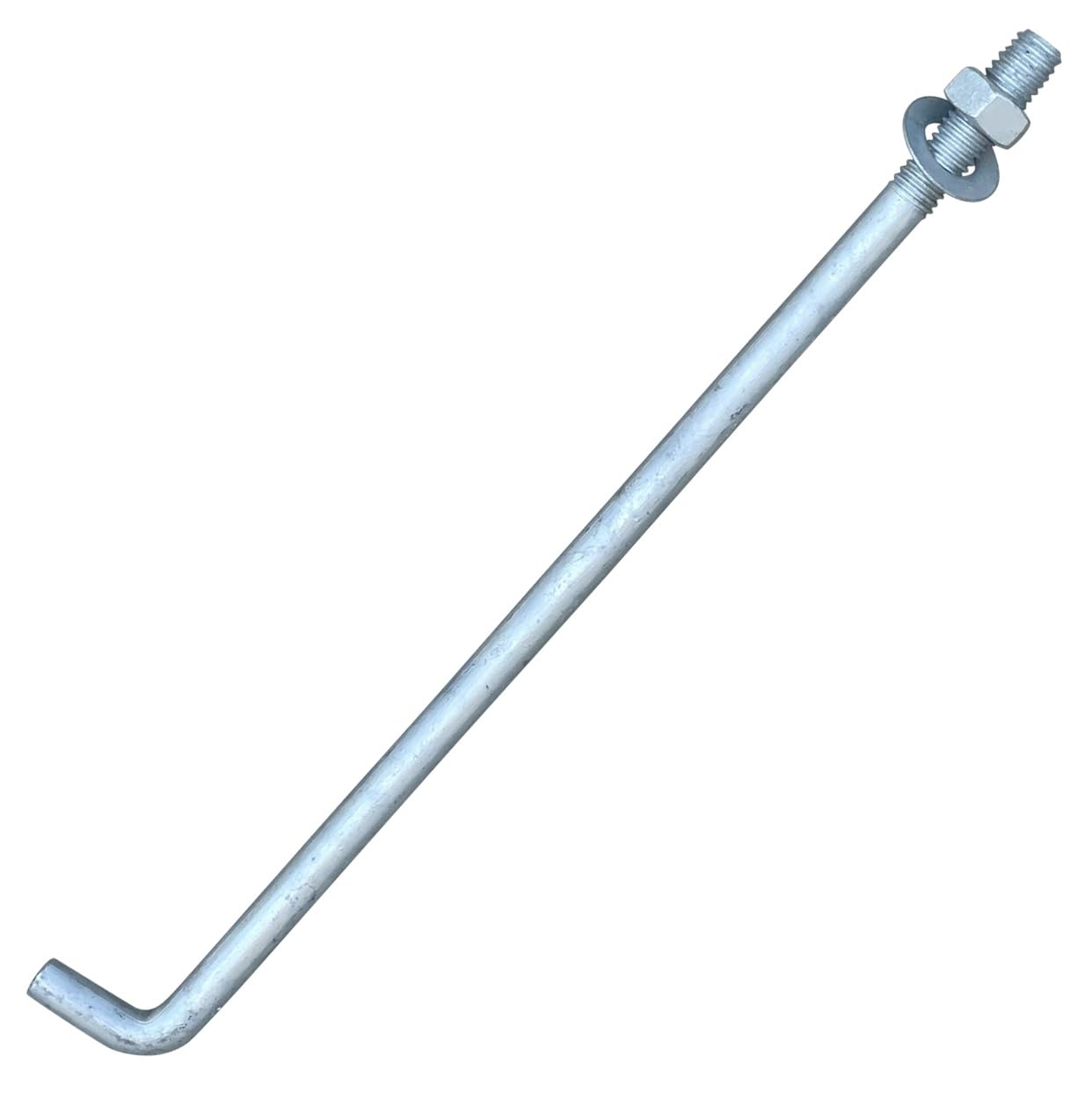 Sandbaggy 1/2' X 12' Threaded Concrete Anchor L-Bolts (Nuts & Washers Included) - Hot Dipped Galvanized - Sill Plate, Base Plate, Masonry, Wood, Cement Anchors, J Bolt (100, 1/2' x 12')